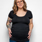 Maternity shirt sleeved t-shirt in Black Organic Cotton for pregnancy