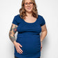 Maternity shirt sleeved t-shirt in Navy Blue Organic Cotton for pregnancy