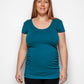 Maternity shirt sleeved t-shirt in Teal Organic Cotton for pregnancy