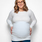 Maternity Long Sleeve Top in White Organic Cotton for pregnancy