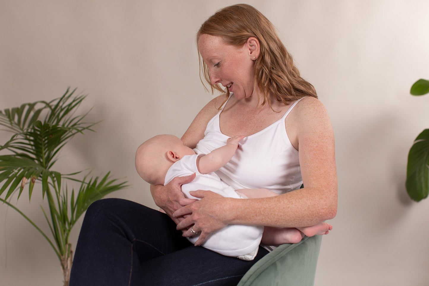 Organic Breastfeeding Strappy Vest in White *PreLoved*