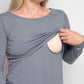 Organic Cotton Long Sleeve nursing Top in Grey for breastfeeding