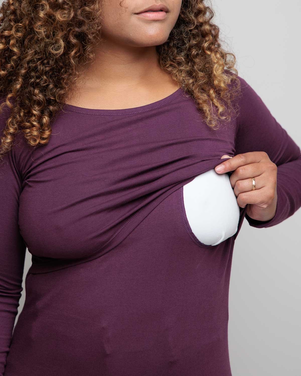 Organic Cotton Long Sleeve nursing Top in Navy for breastfeeding