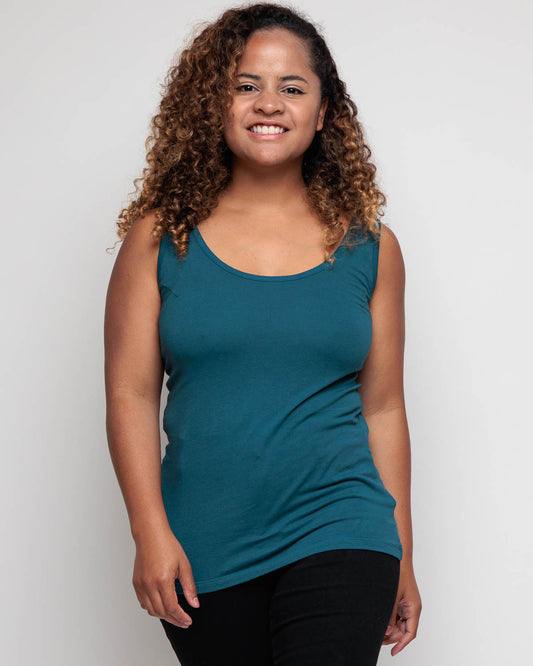 Vest Top in Teal Organic Cotton for women