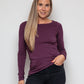 Organic Cotton Long Sleeve Top in plum purple for women